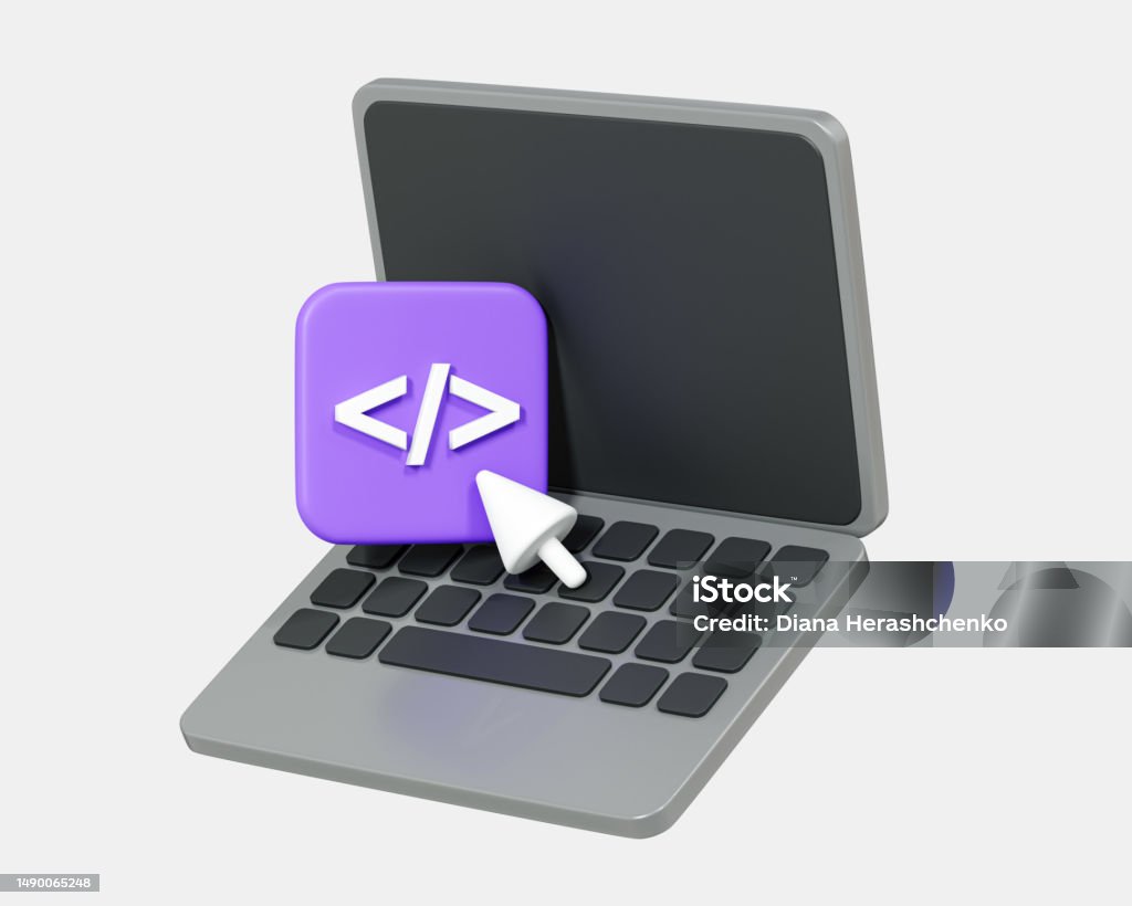 3d Computer Laptop And Program Code Development With Cursor Website ...