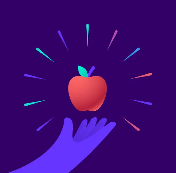 Vector illustration of Apple Picking Healthy Eating Education Fruit Modern Design