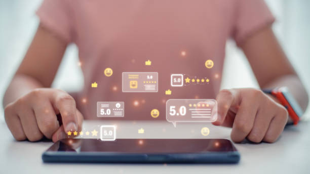 istock Customer evaluation product service quality, satisfaction feedback review, good quality, Customer Satisfaction Survey concept, 5-star satisfaction, service experience rating online application, 1490067858