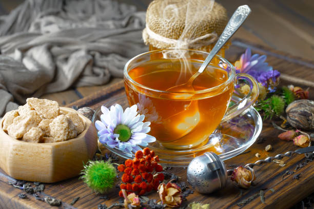 istock Tea in a cup, on a stormy background. 1490069797