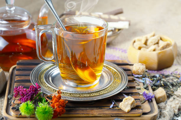istock Tea in a cup, on a stormy background. 1490069825