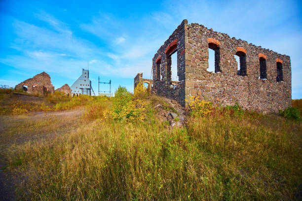istock Abandoned buildings with stone outlines and no roofs 1490073513