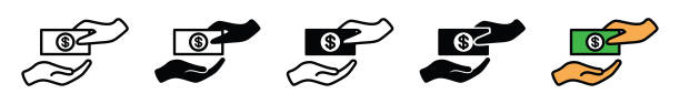 ilustraciones, imágenes clip art, dibujos animados e iconos de stock de icono de compra - cash register wealth coin currency