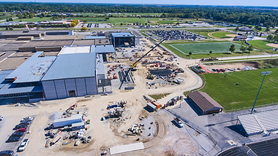 Image of Aerial view of large construction site in Indiana for a High School