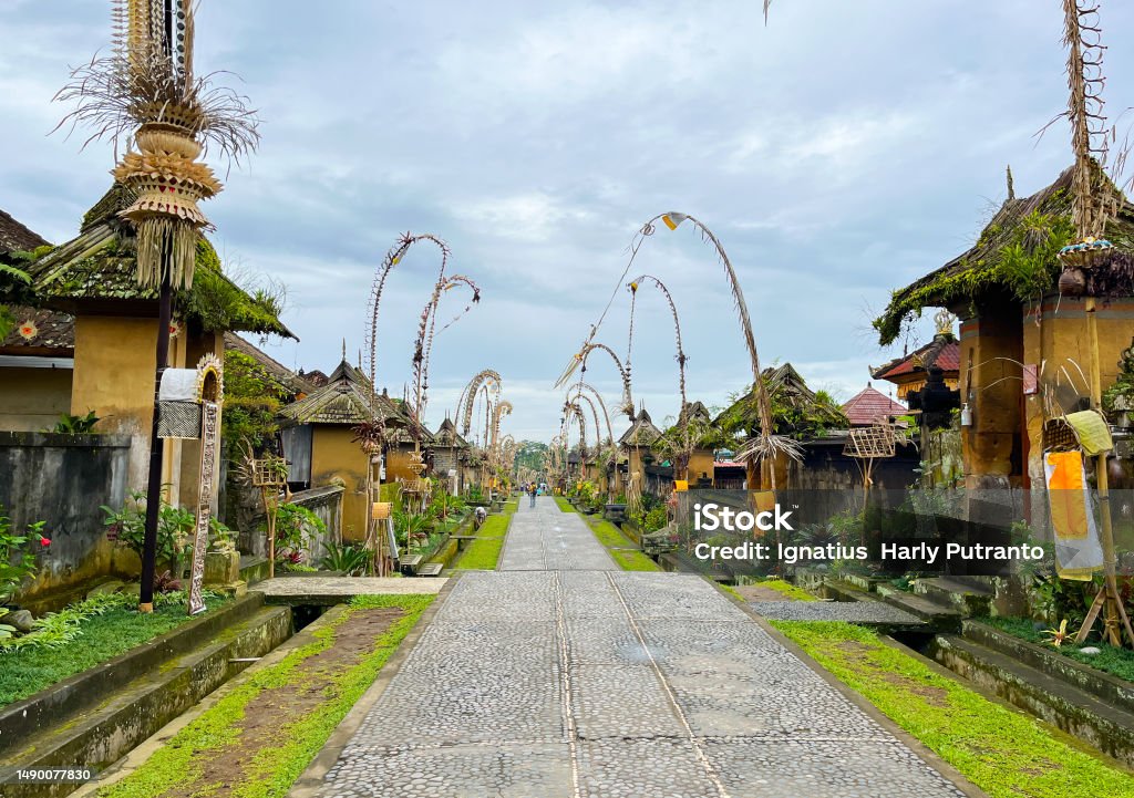 Penglipuran is one of the traditional villages of Bangli Regency, Bali Province, Indonesia. This village is famous as one of the tourist destinations in Bali. Ancient Stock Photo