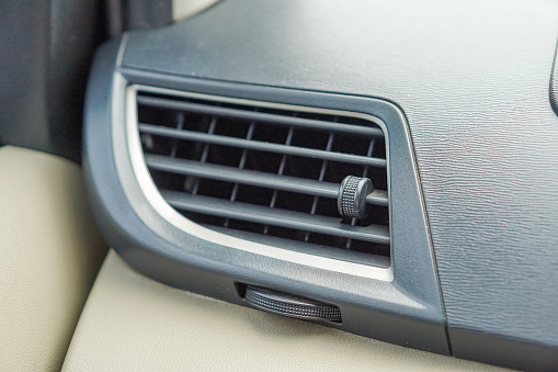 Car air conditioner, interior of a new modern car