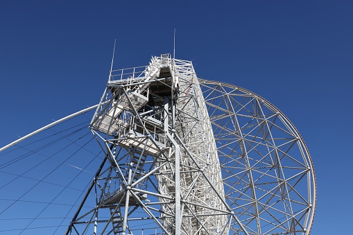 A beautiful view of Radio telescope against the blue sky in Roque de los Muchachos La Palma Canarias