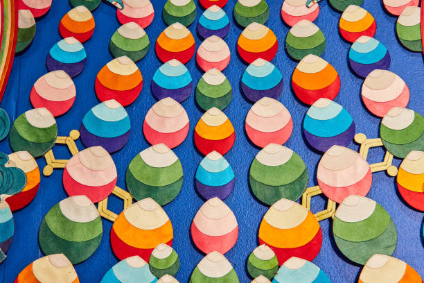 istock Colorful drop pattern on Tibetan Mongolian Buddhist shrine wall 1490084121