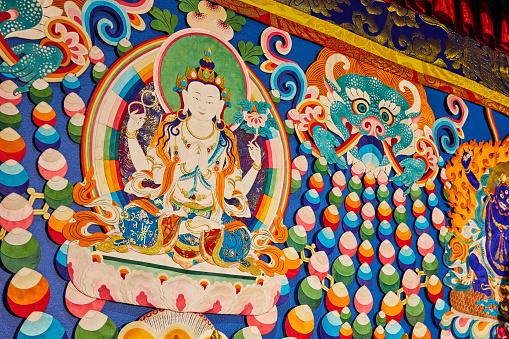 Image of Colorful wall in Tibetan Mongolian Buddhist shrine
