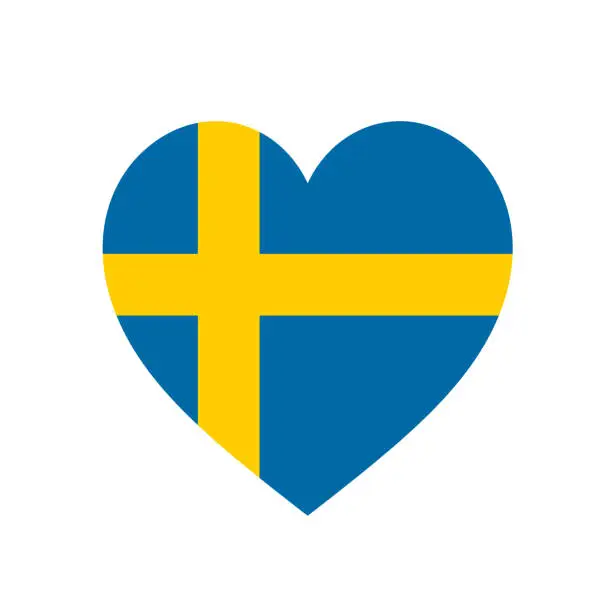 Vector illustration of Sweden heart flag. Vector