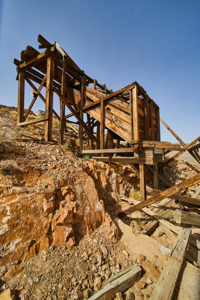 istock Death Valley desert with abandoned mining equipment in hillside 1490085577