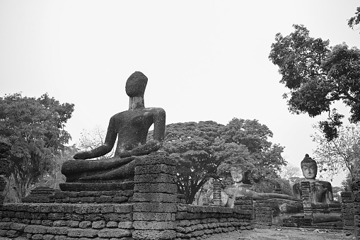 Ancient pagoda and monastery complex at Wat Mahathat temple, Sukhothai Historical Park