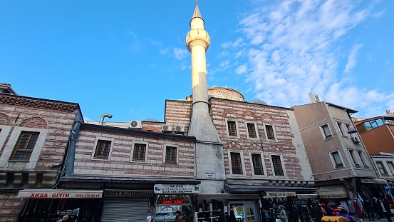 Istanbul, Türkiye – January 12, 2023: Façade of Ismail Aga Mosque in Istanbul.