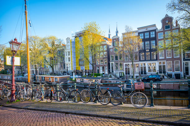istock Street view with bicycles in Amsterdam, Netherlands 1490094577