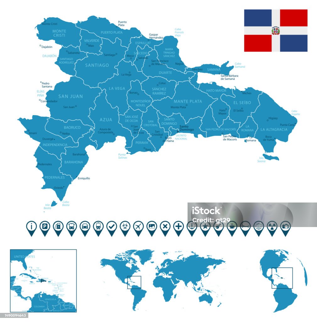 Dominican Republic - detailed blue country map with cities, regions, location on world map and globe. Infographic icons. Dominican Republic - detailed blue country map with cities, regions, location on world map and globe. Infographic icons. Vector illustration Dominican Republic stock vector Dominican Republic - detailed blue country map with cities, regions, location on world map and globe. Infographic icons. Dominican Republic - detailed blue country map with cities, regions, location on world map and globe. Infographic icons. Vector illustration Dominican Republic stock vector