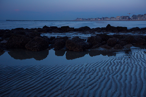 Sunset on a beach in Knokke, Belgium.