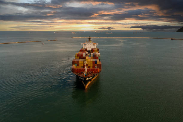 istock Aerial view of Container freight ship in transit. 1490102985