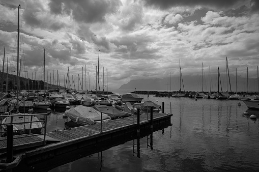 Valmadrera, Italy - 06/01/2022: Port of Valmadrera on Como Lake