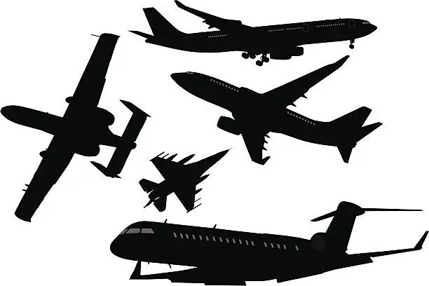 Vector illustration of Airplane Silhouettes