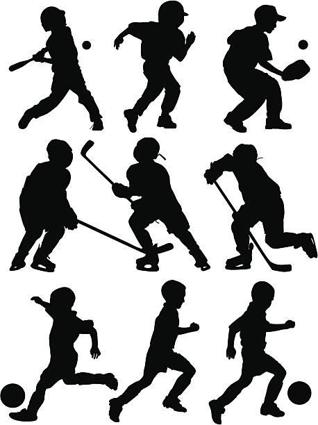 sportowa sylwetka - baseballs child sport baseball stock illustrations