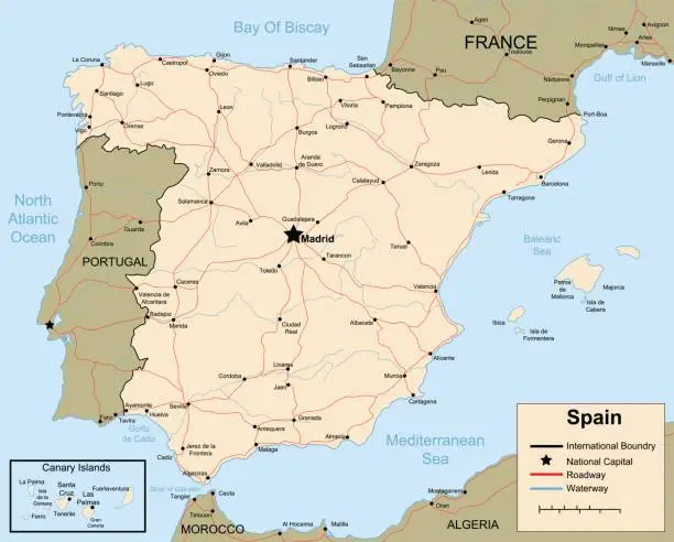 Vector illustration of Map of Spain