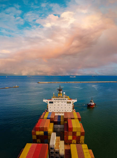 istock Aerial view of Container freight ship in transit. 1490104312
