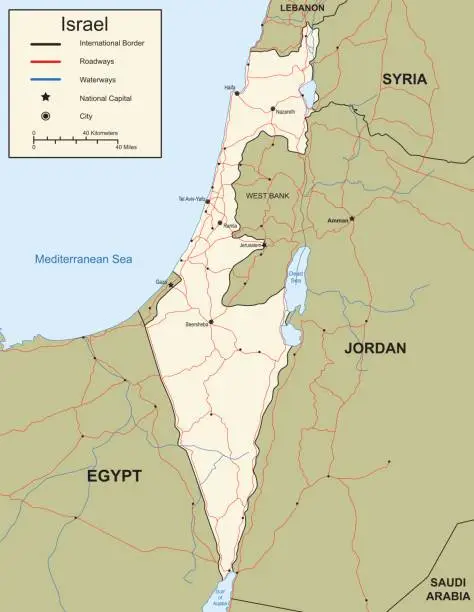 Vector illustration of Map of Israel