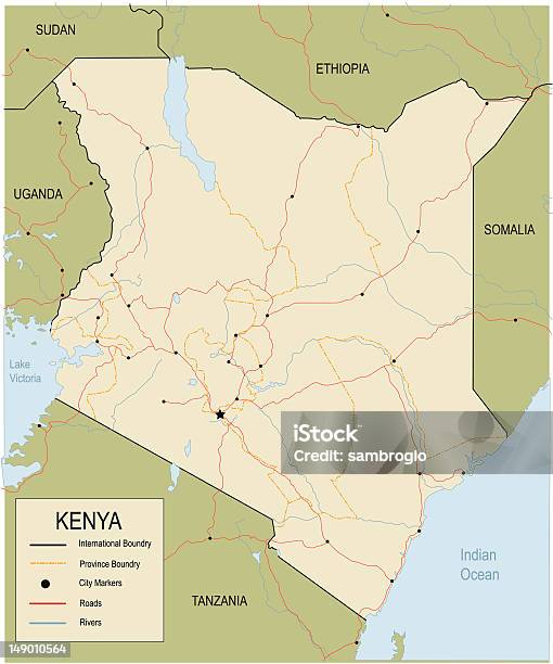 Ilustración de Mapa De Kenia y más Vectores Libres de Derechos de Kenia - Kenia, Mapa, Cartografía