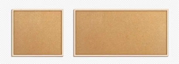 Vector illustration of Realistic 3d vector cork board with wood frame