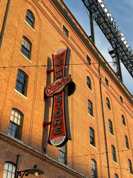 Orioles Team Store Sign at Camden Yards Baltimore, Maryland, USA - May 13, 2023: The Orioles Team Store sign at Oriole Park at Camden Yards in Baltimore. american league baseball stock pictures, royalty-free photos & images