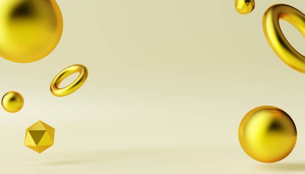 istock Abstract background with dynamic 3d golden spheres. Realistic 3d shapes. 1490108734