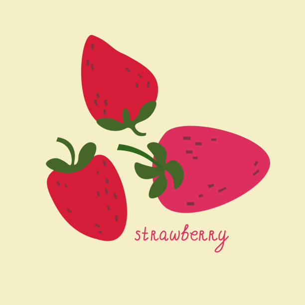 Strawberry. Set with ripe berries, fruits and text. Hand drawn. Fresh strawberries ,eco product, fruit market.Design element. For label, postcard, poster, print, badge, flyer. Flat vector illustration Strawberry. Set with ripe berries, fruits and text. Hand drawn. Fresh strawberries ,eco product, fruit market.Design element. For label, postcard, poster, print, badge, flyer. Flat illustration chandler strawberry stock illustrations