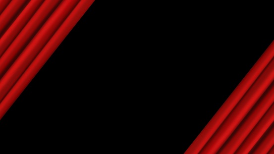 A luxurious red velvet drapery isolated on black background for a copyspace