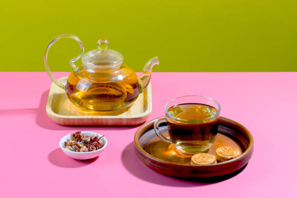istock Tea, a natural, sweet drink, on a bright colored background. 1490119224