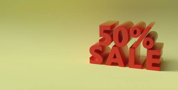istock Mega sale up to 50 off, creative poster, 3D typographical background with place for text 1490120108