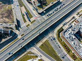 City highway junction in Krakow, Poland, from above