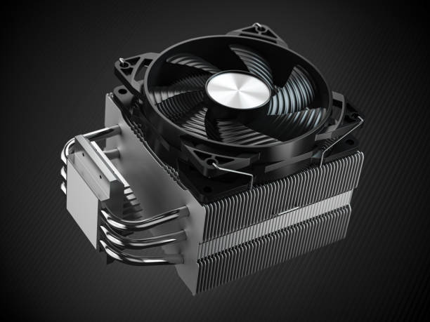 istock CPU cooler with heatpipes on black background. 1490123533