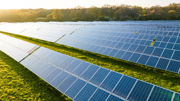 istock Solar power farm in the evening. 1490124595