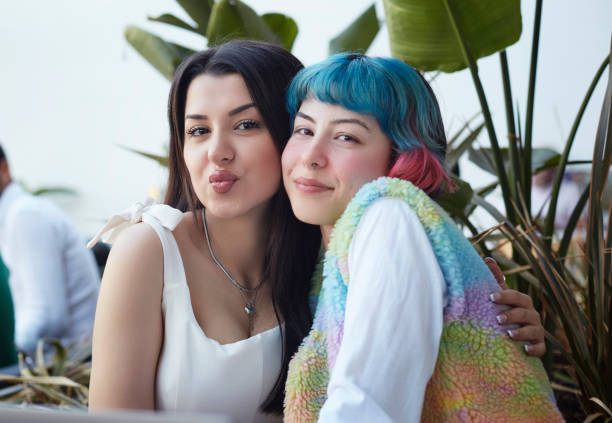 istock Portrait of two close friends in different styles. 1490126255