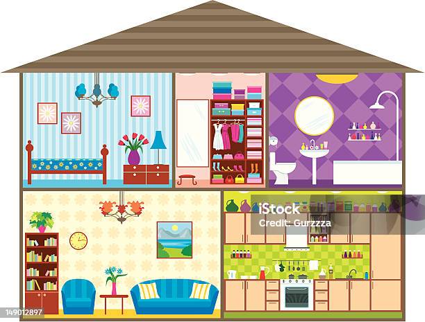 House In A Cut Stock Illustration - Download Image Now - Domestic Life, Domestic Room, House