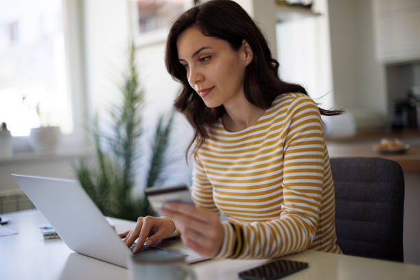 istock Woman shopping online 1490134486