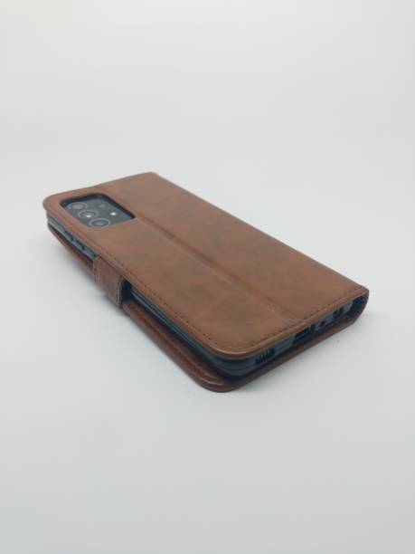 a leather case for smartphone close up shot on white background