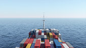 Large Container Ship Sailing On The Sea