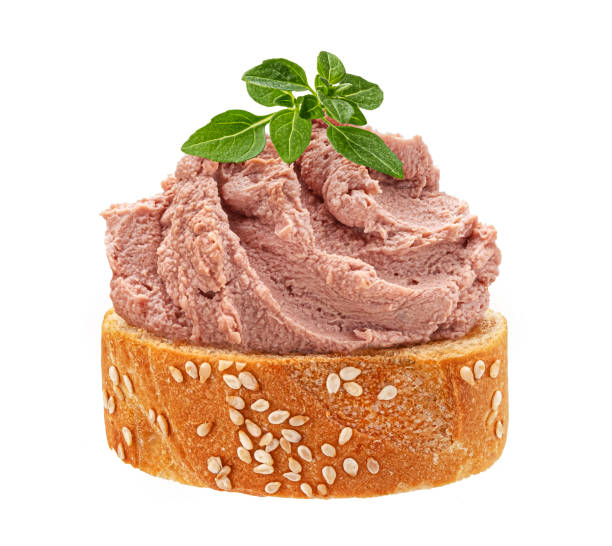 istock Bruschetta with liver pate isolated on white background 1490140436