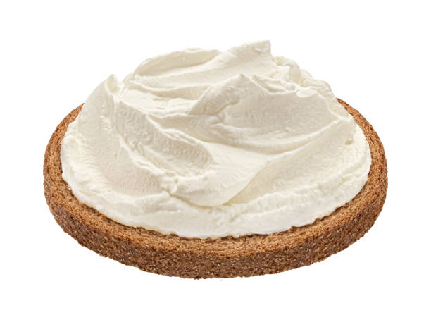 istock Rye bread with cream cheese swirl isolated on white background 1490140931