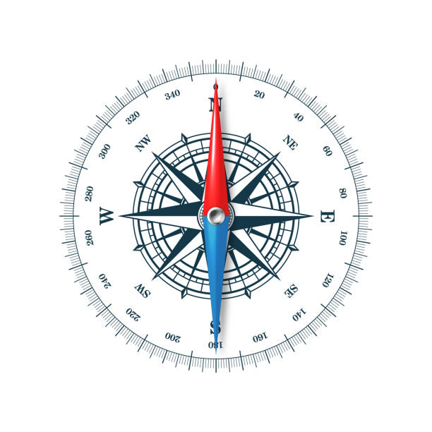 istock Marine compass, nautical wind rose with cardinal directions of North, East, South, West and degree markings. Geographical position and orientation, cartography and navigation. Vector illustration 1490141631