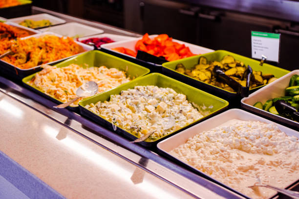 istock Salad on a tray. Buffet on a cruise ship 1490146721