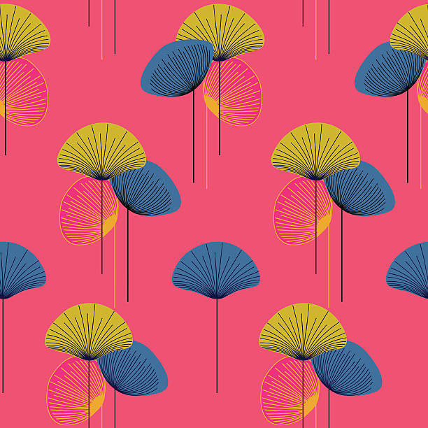 Floral seamless pattern on pink vector art illustration