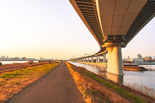 Metropolitan expressway katsushika harp bridge in Tokyo