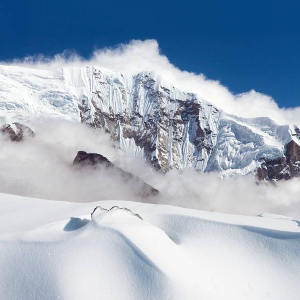 Mountain and snow drift, Makalu Barun national park stock photo